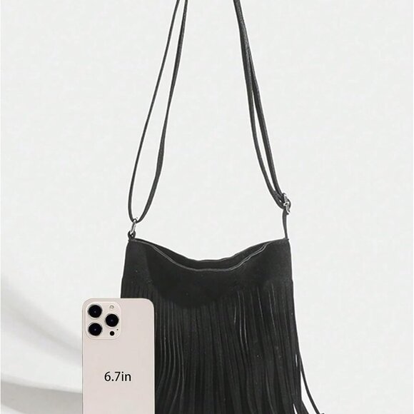 Women's Fringe Hobo Bag Crossbody Tassel Shoulder Purse Western Style - Picture 3 of 6